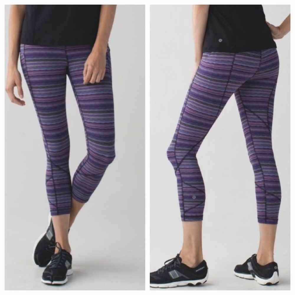 Lululemon Pace Rival Crop Leggings Space Dye Twist Ultra Violet Multi Size 4